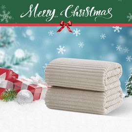 NALIVO Oversized Bath Sheets 40x80 Inches Extra Large Bath Towels for Adults Super Soft Quick Dry Highly Absobent Microfiber Shower Towels for Bathroom, Pool, Gym, Yoga Towel (Beige, 2Piece)