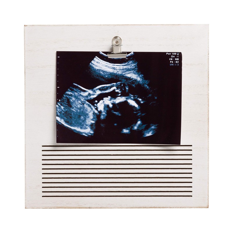Pearhead Classic Wooden Letterboard, Sonogram Photo Frame, Baby Keepsake Clip