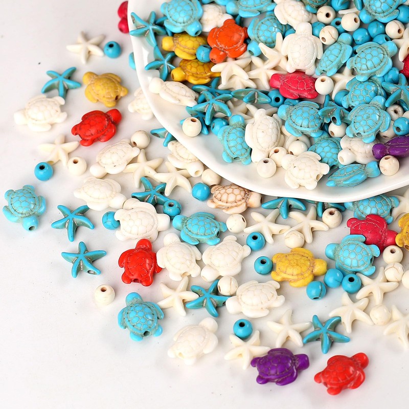 270pcs 7 Strands Turquoise Turtle Beads Starfish Beads Summer Beads