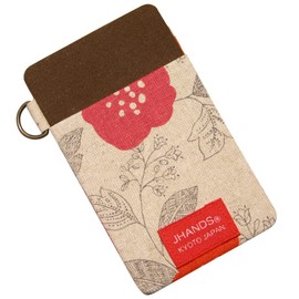 JHANDS Pass Case with D Ring (Natural), Garden Scarlet