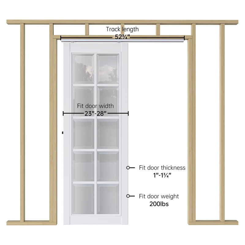 EaseLife 4.6FT/55in Sliding Pocket Door Hardware Kit,Commercial Grade,Aluminum Box Rail