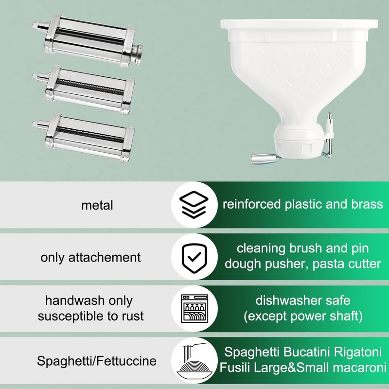 6-Piece Pasta Attachment for Kitchenaid Stand Mixer, Home made Pasta