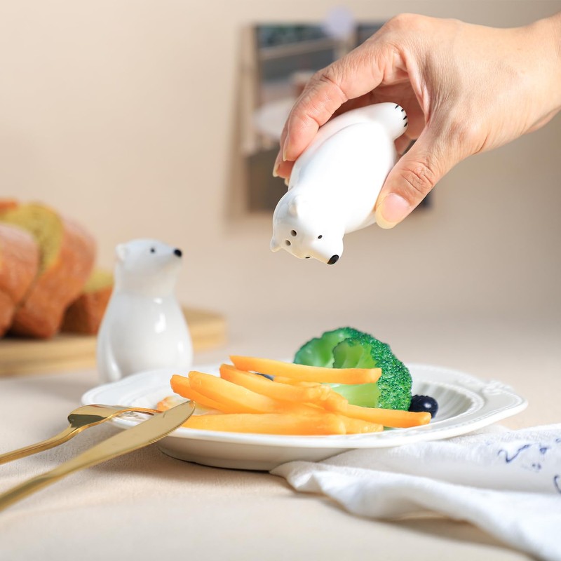 Bicuzat Ceramic Polar Bears Pattern Salt & Pepper Shakers Set,