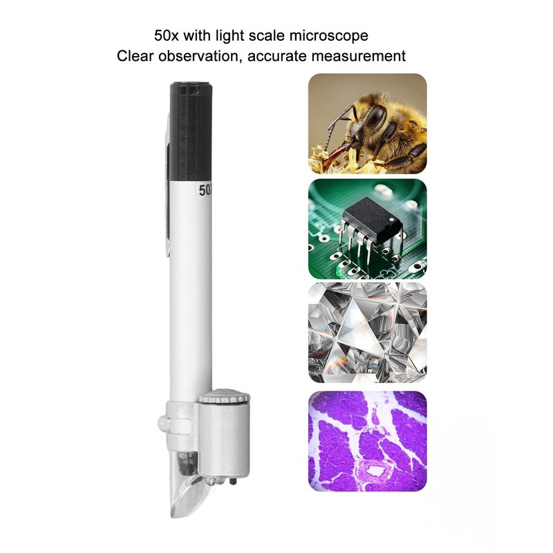 50X Handheld Microscope Pen, Wireless Pocket Microscope LED Lighted Magnifying
