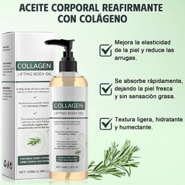 Aceite Corporal Reafirmante con Colágeno para el Cuerpo y Después de Ducha Aceite Masaje Reafirmante y Tensor, Mejora la elasticidad, Hidratación Profunda, Textura ligera y No Grasa, 100ML