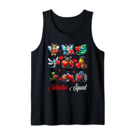 Valentine Squad Insects Bee Butterfly Ladybug Holding Hearts Tank Top