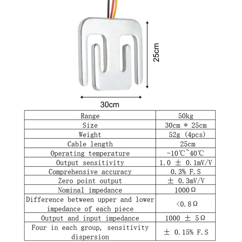 2 Sets 50kg Load Cell E-Shaped Weighing Sensor Strain Half-Bridge