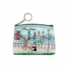 Girls & Women Fashion Cute Chic Classic Elegant New York Souvenir Zipper Change Key Pouch Coin Purse, JP-330148E, New York Element