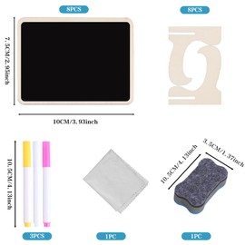 Mini Tafeln mit Ständer, 8 Klein Holz Kreidetafel mit Löschbar Kreidemarker, Kreidetafel Memotafe, Beschriften Tischkarte Tafeln Holztafel für Tischdeko für Hochzeit Buffet Geburtstag Parties