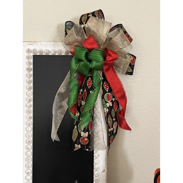 Handmade Large Christmas Wreath Bows, handmade Velvet Ribbon for mailbox