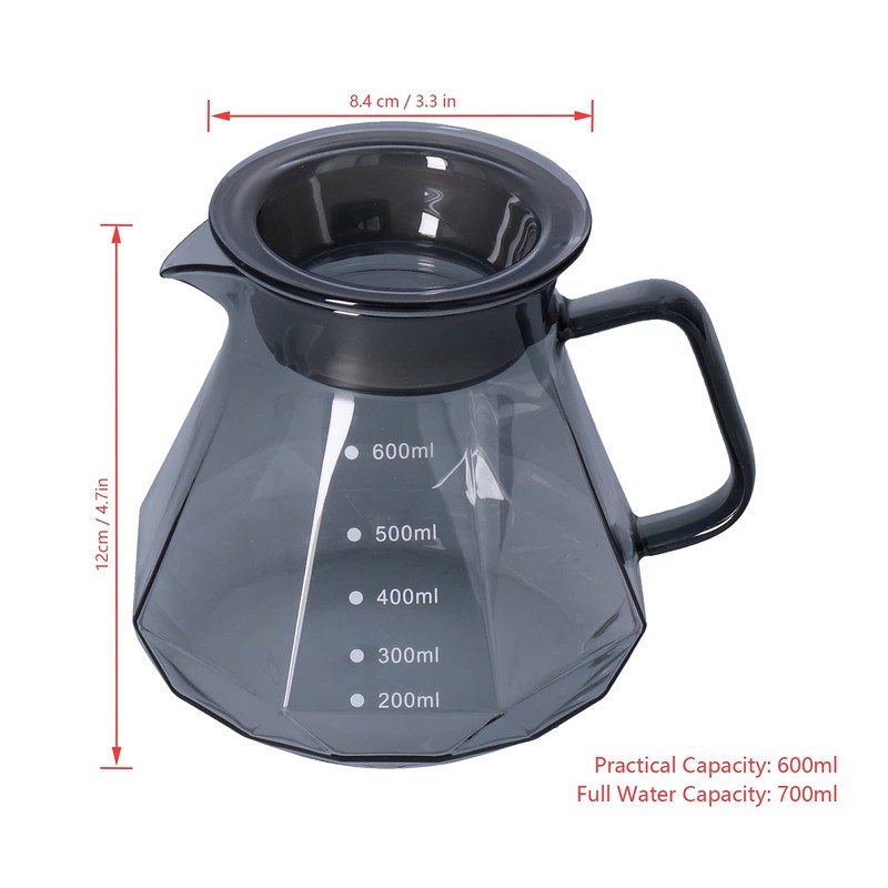 Tomotato Glass Coffee Pot, 400 ml/600 ml, Heat-Resistant Coffee Server,
