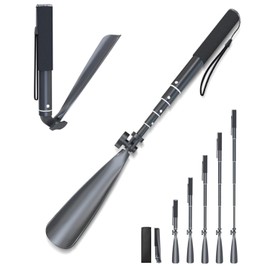 Taneltik shoe horn long handle,15"-39" Telescopic Shoe Horn, metal with Multiple Extensions folding shoe horn,Aluminum Alloy standing shoe horn for seniors men women,extandable shoe horn