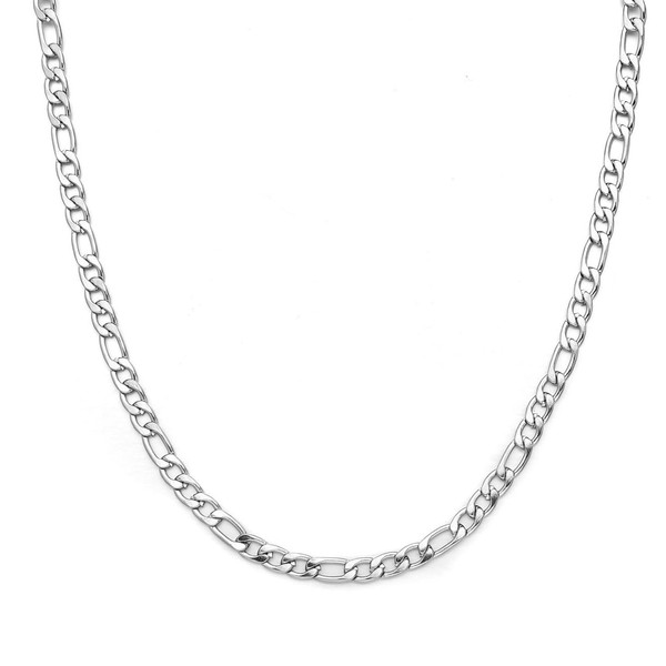 XUEBAIFU Men's Necklace 4 mm Figaro Chain 925 Silver Chain