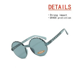 Yoela OLINOWL Circular Oversized Rimless Sunglasses One Piece Circular Eyewear Colored Sunglasses for Women