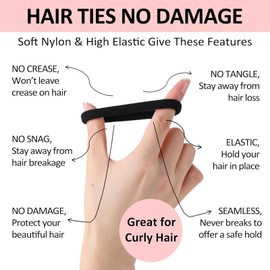 Pack of 20 Black Hair Bobbles Elastic Hair Bands Ponytail Holder with 50 Hair Clips Transparent Box for All Hair and Braid Types