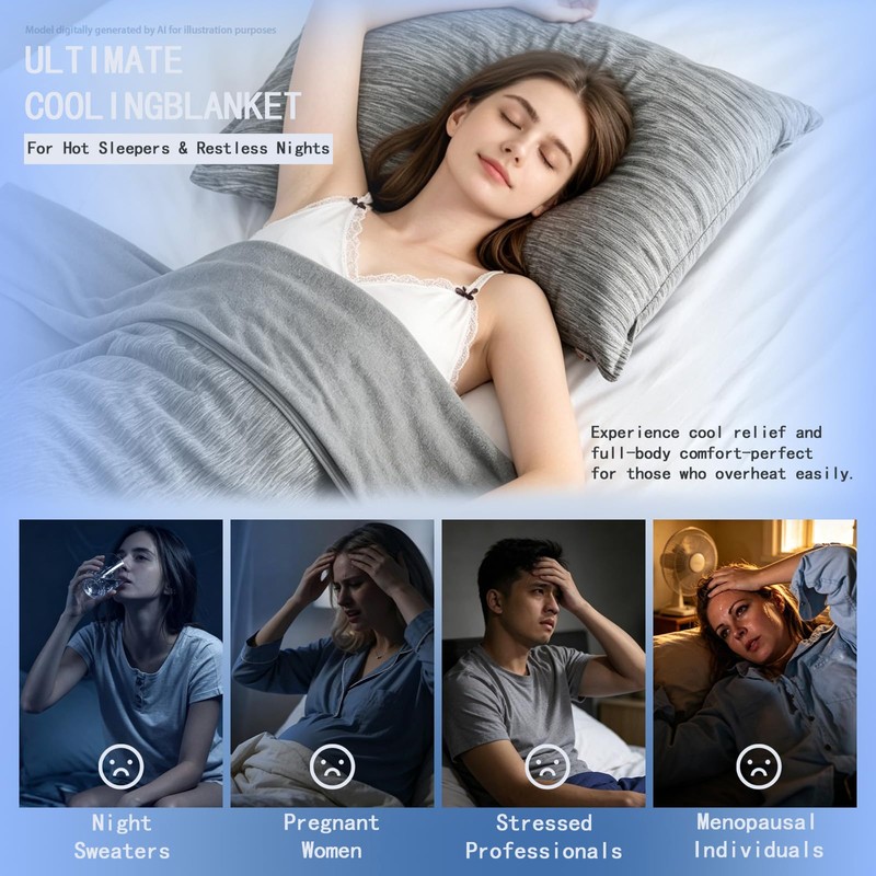 AEPINBH 60''x80''Cooling Blanket，Cold Blanket for Hot Sleepers,Lightweight Breathable, Instant Cool