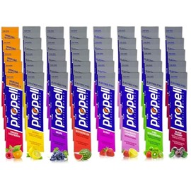 ALL 8 FLAVORS Propell Powder Packets Variety Pack, Total 40 Packets of 8 Different Flavors: Lemon, Watermelon, Black Cherry, Grape, Berry, Kiwi Strawberry, Rasberry Lemonade, and Orange Rasberry - With Electrolytes, Vitamins, Immune Support and No Sugar Added