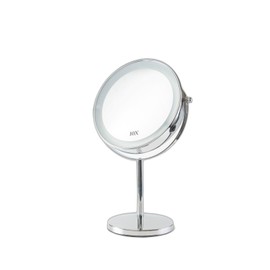 Rechargeable Lighted Makeup Vanity Mirror with Magnification, 8 Inch Double Sided 1X/10X Magnifying Light Up Mirror, Dimmable 360 ° Swivel, Tabletop Desk Cosmetic Cordless Mirror