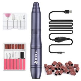 Weiyi Nail Cutter, Cutter for Gel Nails, Electric Nail File for Gel Nails, Acrylic Nails, Callus Removal, 20,000 PRM, USB, Professional, Adjustable Speed, 11 in 1 Manicure Pedicure Set