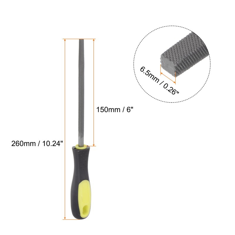 sourcing map Square File 6" High Carbon Hardened Steel Cut
