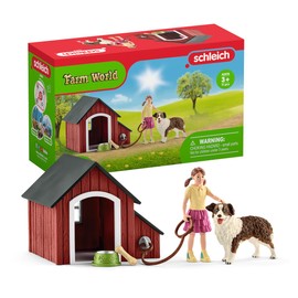 Schleich Farm World - 5PC Dog Kennel Animal Toys for Kids with Dog Figurine and Dog House - Kids Ages 3+