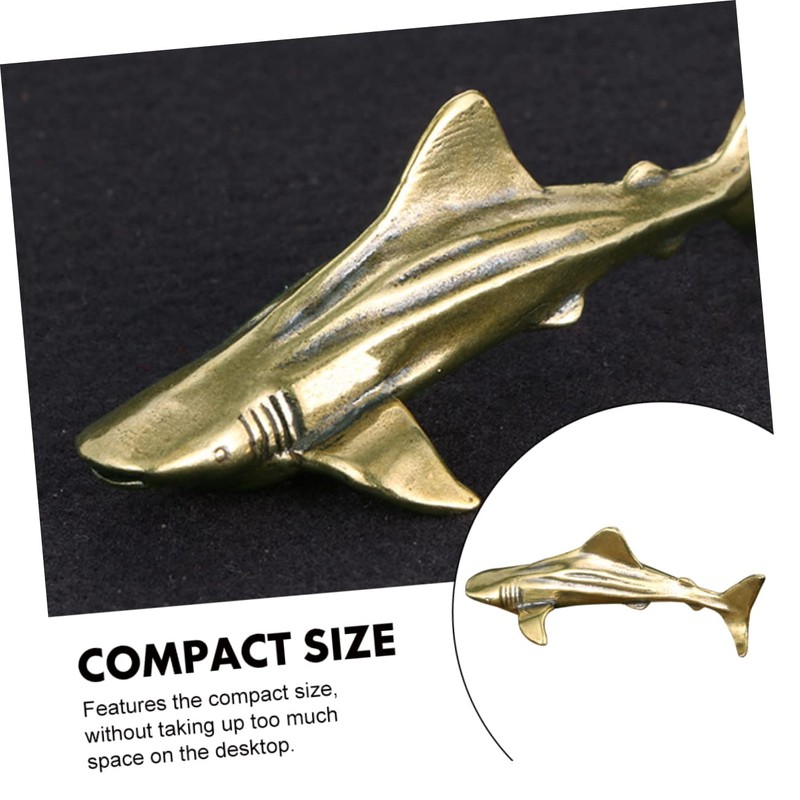 CORHAD Brass Shark Adornment Compact Desktop Decor Sturdy and Sturdy