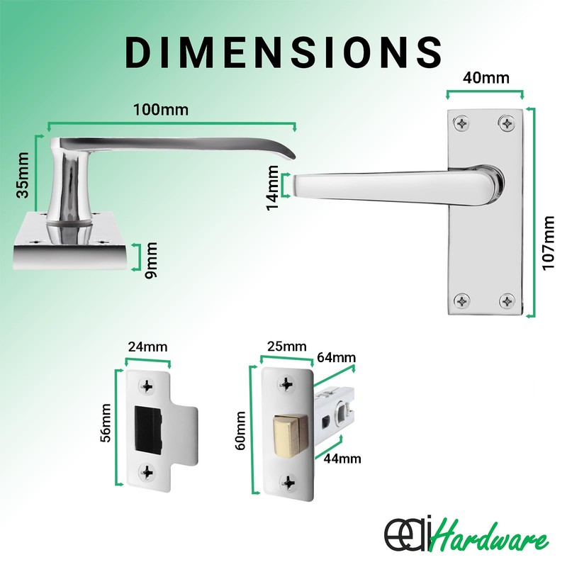 EAI Polished Chrome Door Handle & Latch Set | 1