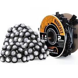 MADCATZ 50 Pcs 3/4" LED Clear Lens Amber Marker Lights 3LED with Bullet Connector Plug + 2 Prong Continuous Wire Harness Roll, 50 Female Plugs - 6.5 inch for Truck Trailer Pickup 12V DC