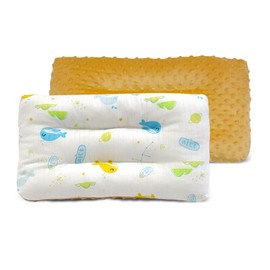 RESTIRY Toddler Pillow with Soft Minky Dot Fabric,19X11inches Machine Washable,100% Cotton Kids Pillows for Sleeping,Breathable and Skin-Friendly,Kids Sleeping Pillow for 2-6 Year Old (Orange)