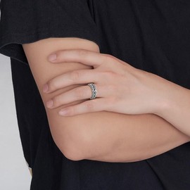 Viskyna Celtic Knot Ring for Men Stainless Steel Silver Irish Fidget Ring Spinner Ring for Men Size 11