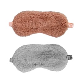 2 Pcs Plush Sleep Masks, Ultra Cute Soft Sleep Eye Cover, Blindfold Travel Sleep Masks for Kids Men Women, with Elastic Strap, Sleep Masks Adjustable for Kids Adult (Dark Pink,Grey)