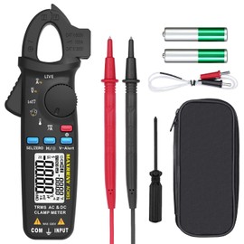 MAXRIENY - Medidor de abrazadera de 1 mA, corriente de CC, 6000 abalorio, verdadero RMS, rango automático, multímetro de capacitancia, temperatura de verificación en vivo, probador de voltaje de baja