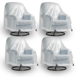 IndigoTempest9 Frosted PVC Outdoor Swivel Lounge Chair Cover – Soft, Waterproof, Semi-Transparent, Heavy-Duty Patio Rocking Chair Protector, All-Weather, 4-Pack (30" W x 34" D x 38" H )