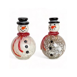 Gift Essentials Blown Glass Snowmen Salt and Pepper Shakers - Hand Blown Glass Collectible Christmas Salt and Pepper Shaker Set