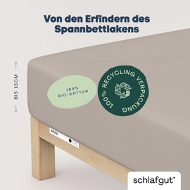 schlafgut Casual Mini Fitted Sheet for Baby and Cot, 60 x 120 cm - 70 x 140 cm, Fitted Sheet 100% Organic Cotton, Sand Mid