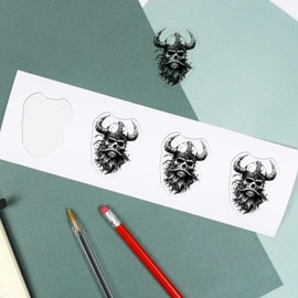 4 x Small 50mm 'Viking Skull' Transparent/Clear Sticker Decals for Windows/Cars/Walls (DC00143036)