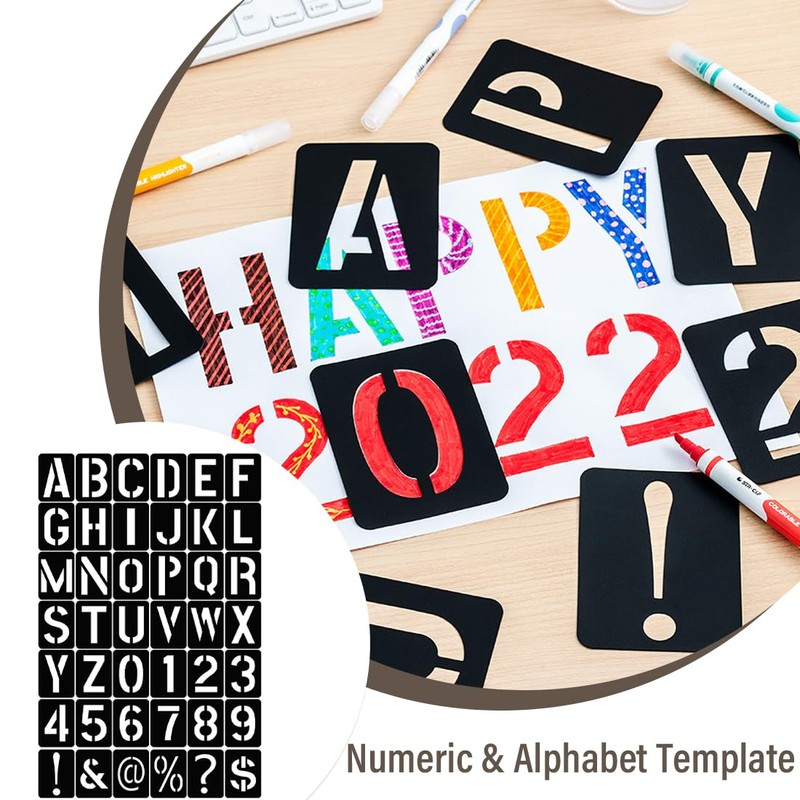 QIBZI Drawing & Typography Supplies Reusable Alphabet Coloring Pages, Alphanumeric