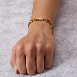 Philip Jones Men's 6mm Gold Plated Stainless Steel 7.5 Inch Curb Chain Bracelet