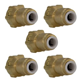 Quick Connect Female Brass Reducing Adapter - 1/4” Quick Connect x 3/8” Female Threaded Compression. Converts 3/8" COMP Fittings to a QC. Perfect for Water Filtration, RO System, Ice Maker (5 Pack)