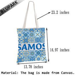 BLUPARK Samos Shopping Bag Samos Travel Gift Samos Themed Shoulder Bag Samos Greece Gift, Samos