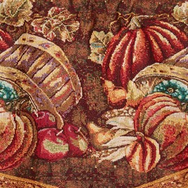Violet Linen Fall Harvest Thanksgiving Autumn Leaves Sunflowers Decorative Window Treatment Rod Pocket Curtain Valance, 60" X 18", Bushel Basket