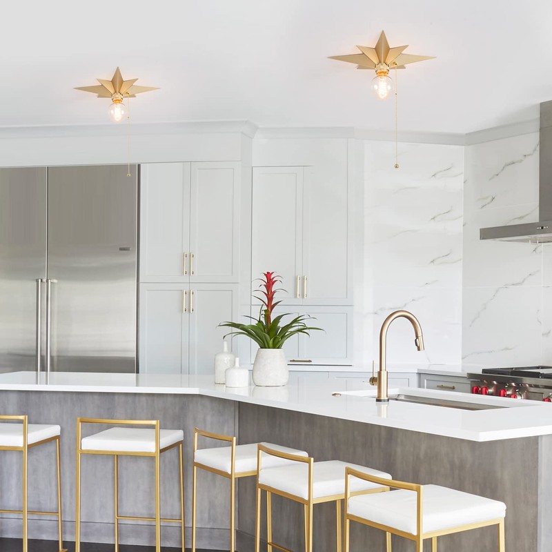 VILUXY Flush Mount Ceiling Light, Gold Star Light Fixtures Mini