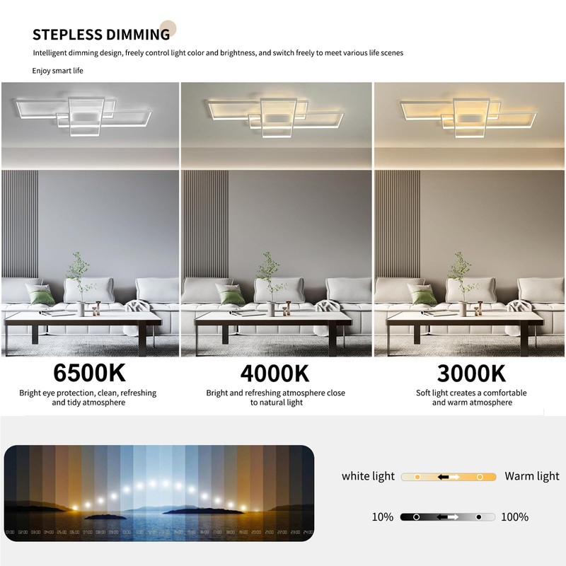 GEADI Modern Dimmable Ceiling Light,35.4" White Led Ceiling Light Fixtures