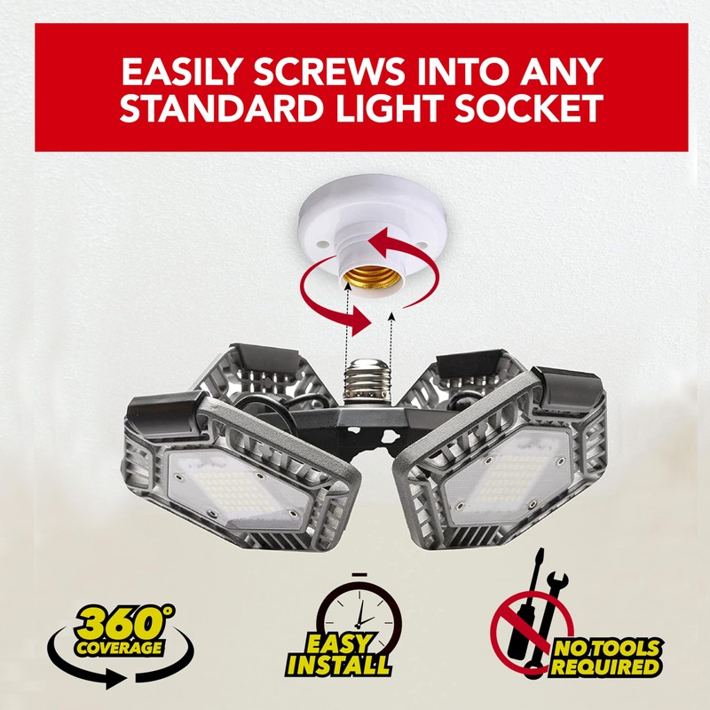 Bell+Howell QUADBURST LED Shop Light 80W 5500 Lumen Heavy-Duty Aluminum