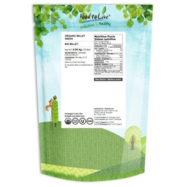 Food to Live Organic Hulled Millet, 10 Pounds – Whole Grain Seeds, Non-GMO, Kosher, Raw, Bulk, Product of the USA