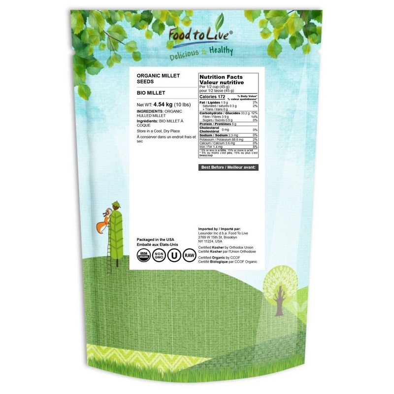 Food to Live Organic Hulled Millet, 10 Pounds – Whole