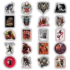 20 Pcs Stickers Packs Krampus Colorful Decal Vinyl Aesthetic Sticker Waterproof for Water Bottle Computer Laptop Luggage Phone Car Skateboard Bumper