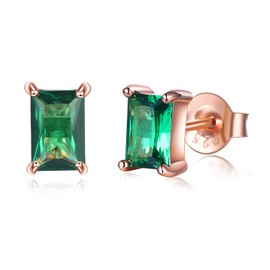 TOUPOP Emerald Earrings Christmas Gifts for Women 925 Sterling Silver Square Birthstone Stud Earrings Green Jewellery Gifts for Women Girls Mum Her Daughter Anniversary Birthday Xmas Gift