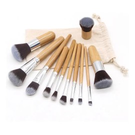 Set De 11 Brochas De Bambú Para Maquillaje