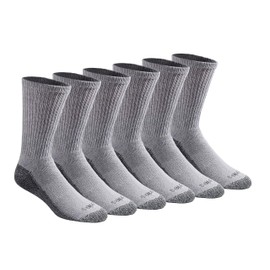 Dickies Men's Multi-Pack Dri-Tech Moisture Control Crew Socks Casual, Grey (6 Pairs), Large (Pack of 6)